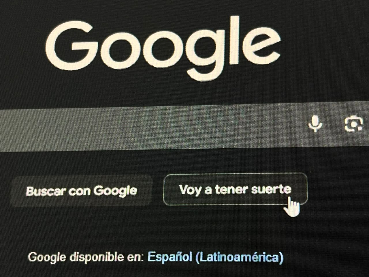 Página de Google con el botón «Voy a tener suerte»